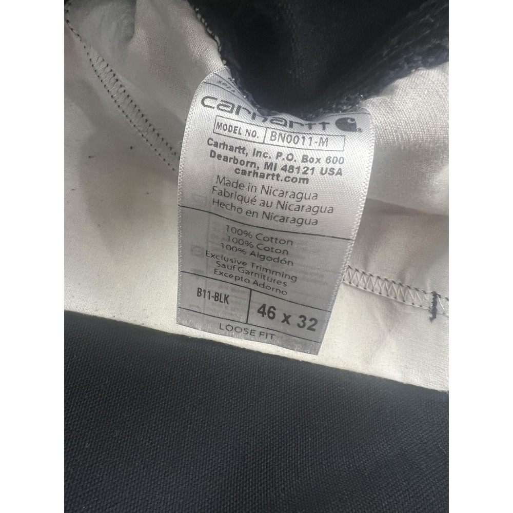 Carhartt Canvas Pants Mens 46x30* Black Loose Fit Carpenter Workwear B11-BLK - Picture 7 of 9